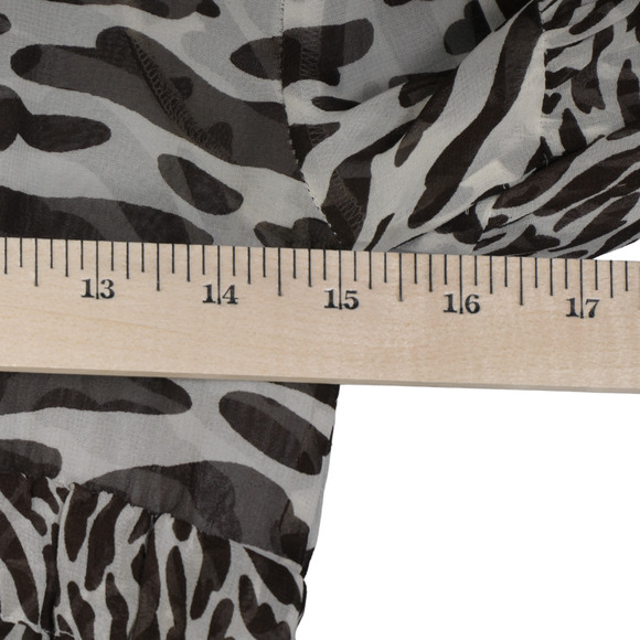 Michael by M Kors Brown Sheer Dress Womens Size M Zebra Wild Ruffle 100% Silk - Picture 9 of 11